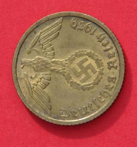 DEUTSCHES REICH  10 REICHSPFENNIG 1939 B rare German Aluminiumbronze Coin TOP NUMISMATIC COLLECTIBLE