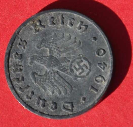 DEUTSCHES REICH 10 REICHSPFENNIG 1940 A  Rare German 100% Zinc Coin ORIGINAL THIRD REICH COLLECTIBLE