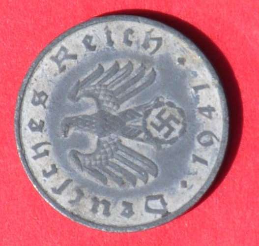 DEUTSCHES REICH 10 REICHSPFENNIG 1941 B  Rare German 100% Zinc Coin ORIGINAL THIRD REICH COLLECTIBLE