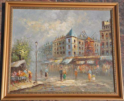 ORIGINAL OIL ON BOARD ARTWORK by BURNETT, framed - pick up possible
