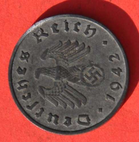 DEUTSCHES REICH 10 REICHSPFENNIG 1942 F Nice German 100% Zinc Coin ORIGINAL THIRD REICH COLLECTIBLE