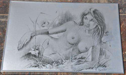 RECLINING NUDE by ITALIAN ARTIST CLAUDIO PARRINI (?) - very aesthetic art work