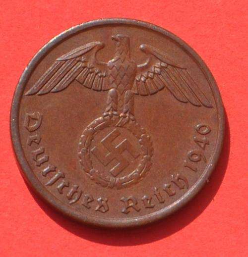 DEUTSCHES REICH - 2 REICHSPFENNIG 1940 A - Rare German 95% Copper Coin TOP THIRD REICH COLLECTIBLE