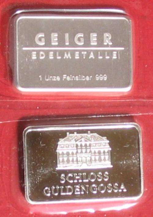 1oz SILVER BAR (Bullion) 999 DIRECTLY FROM GERMANY - HIGHEST PURITY - sealed
