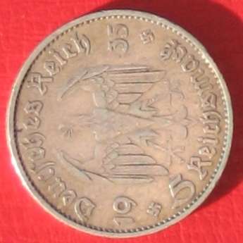 DEUTSCHES REICH - 5 REICHSMARK 1935 - REICHSADLER, GARNISONKIRCHE & 2 SWASTIKAs  - NO RESERVE