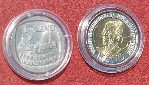 R5 MANDELA 2008 & R5 INAUGURATION 1994 in top quality and encapsulated IDEAL FOR GRADING