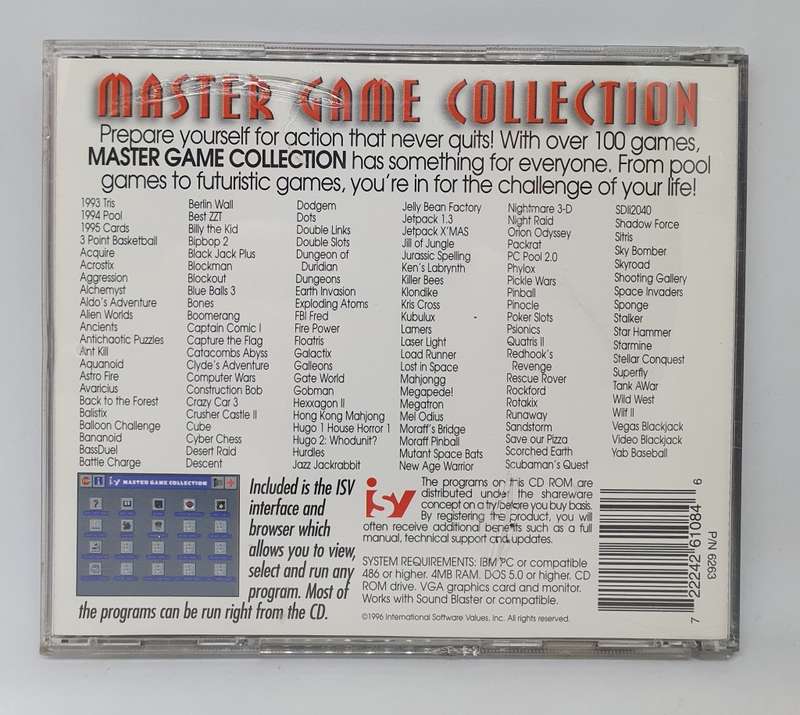 Master Game Collection Over 100 Games PC CD-ROM-International Software 1996