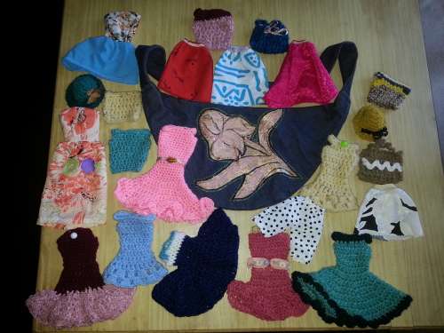 Barbie Clothes Set of 22 with Denim Bag