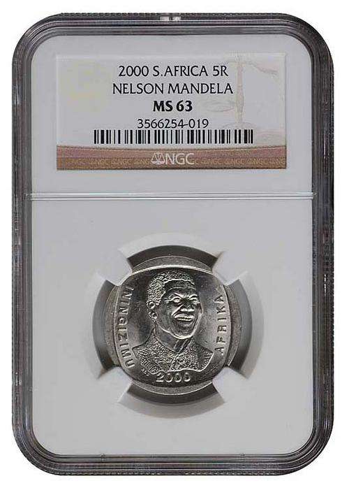" Highly Graded " Nelson Mandela 2000 R5 - NGC Graded MS63 - R1 Start.