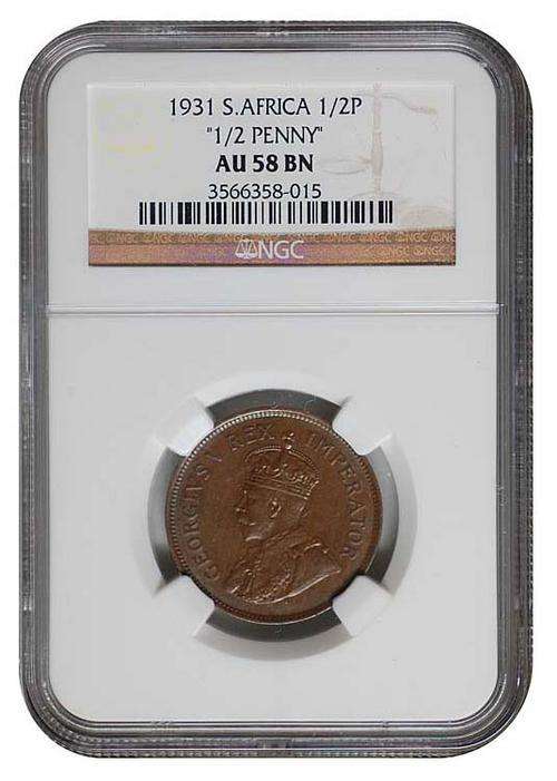 *** Highly Graded - Key Date *** 1931 Half Penny - NGC Graded AU58BN - Crazy R1 Start.