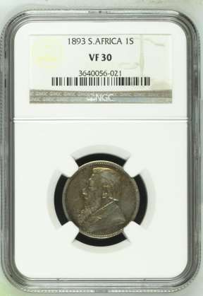 Z.A.R. 1893 One Shilling (1S) - NGC Graded VF30 - Hern's Book Value For VF = R15,000.00