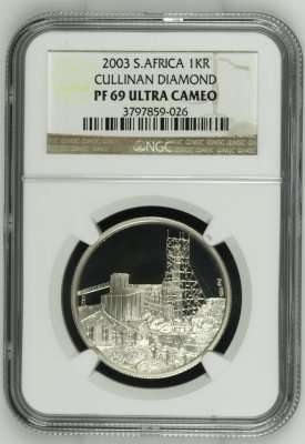 2003 Cullinan Diamond Mine 1-Oz Silver Proof Krugerrand - PF69 Ultra Cameo - Mintage = 500