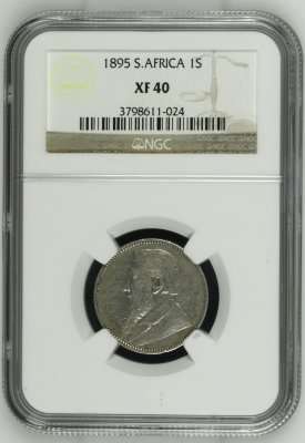 " Key Date - Extra Fine " Z.A.R. 1895 One Shilling - NGC Graded XF40.