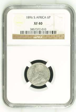 Z.A.R. 1896 Six Pence (6P) - NGC Graded XF40.