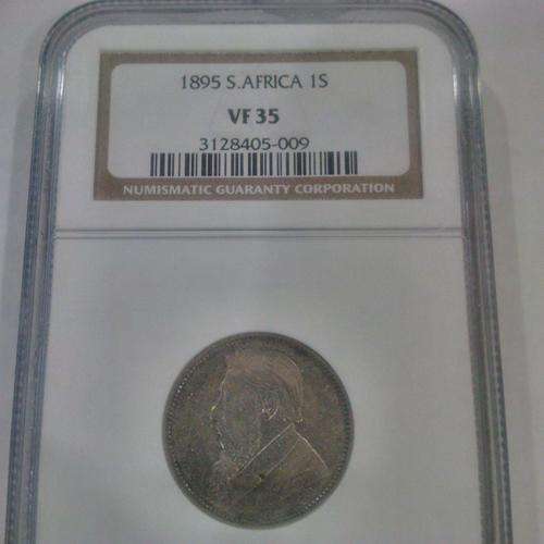 *** Very Fine *** Z.A.R. 1895 One Shilling - NGC Graded VF35.