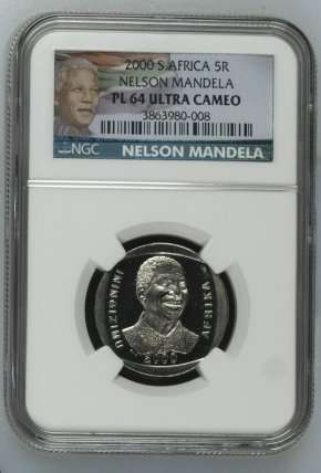 Nelson Mandela 2000 R5 - NGC PL64 Ultra Cameo.