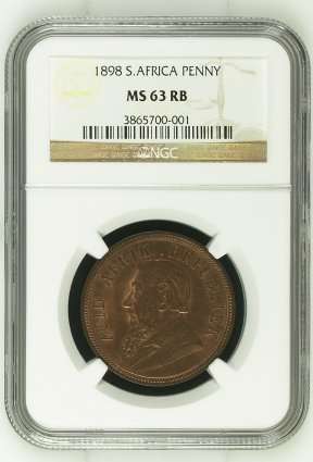 *** Super Grade *** ZAR 1898 Penny - NGC Graded MS63RB - Hern's UNC Value = R3,500.00