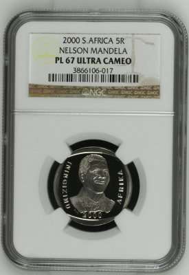 " 2nd Finest - Only 4 Better " Nelson Mandela 2000 R5 - NGC Graded PL67 Ultra Cameo.