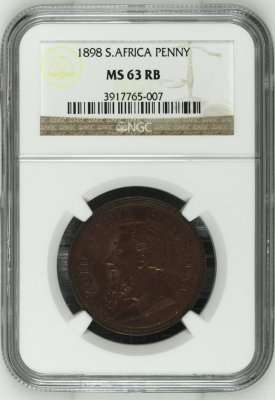 *** Super Grade *** ZAR 1898 Penny - NGC Graded MS63RB - Hern's UNC Value = R3,500.00