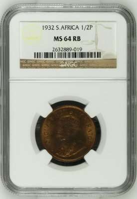 ** Top Class - Outstanding ** 1932 Half Penny - NGC Graded MS64RB - 2nd Finest - Seldom Offered !