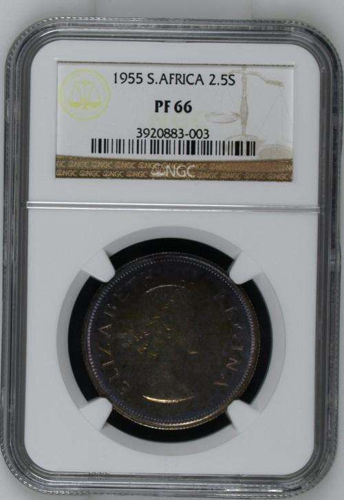 *** 2nd Finest - Only 5 Better *** 1955 Proof Halfcrown (2.5S) - NGC Graded PF66 - Top Class !!!