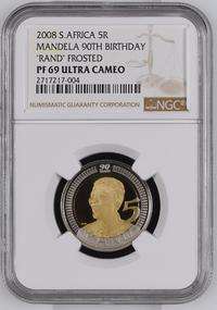 *** FROSTED PROOF *** 2008 Mandela 90th Birthday R5 - NGC Graded PF69 Ultra Cameo.