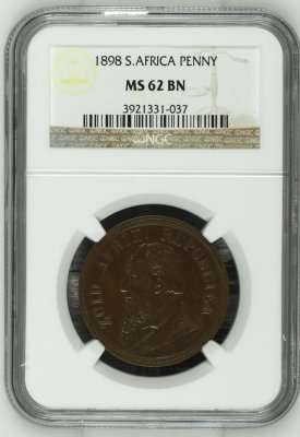ZAR 1898 Penny - NGC Graded MS62BN *** Brilliant UNC *** Bid Per Coin.