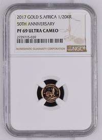 2017 South Africa 1/20 oz Gold Krugerrand - 50th Anniversary - NGC Graded PF69 Ultra Cameo.