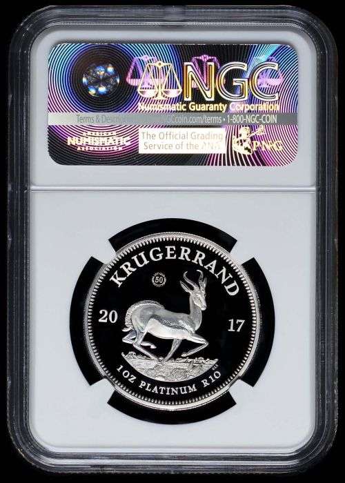 PLATINUM 1 OUNCE - 2017 Proof Krugerrand -NGC Graded PF69 Ultra Cameo * 50th Anniversary Mint Mark *