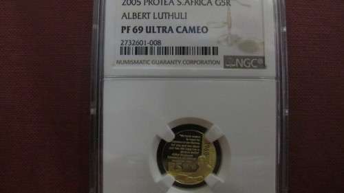 2005 PROTEA ALBERT LUTHULI 1/10 OUNCE GOLD - NGC GRADED PF69 ULTRA CAMEO - BID PER COIN.