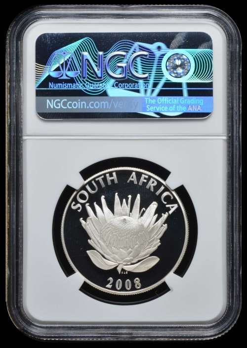 *** PERFECT *** 2008 Proof Protea Silver R1 Mahatma Gandhi - PF70 Ultra Cameo - Top Class Coin !!!