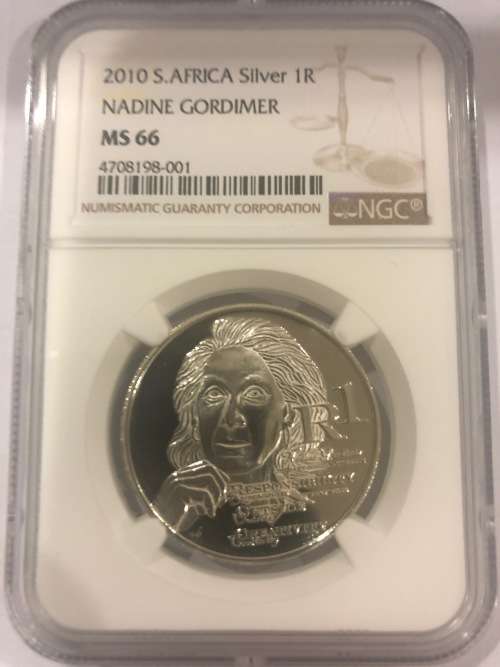 2010 Nadine Gordimer Protea Silver Proof R1- NGC Graded MS66.