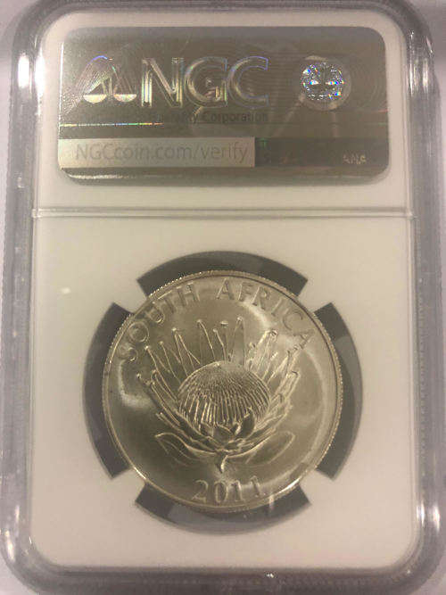 2011 Protea John Maxwell Coetzee Silver R1 - NGC Graded MS69 - Only 3 x Coins Graded Higher.