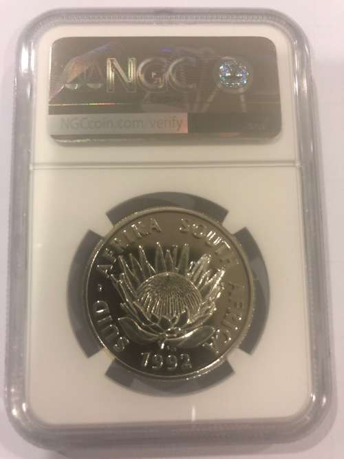 1992 Protea UNC Silver R1 - Coinage Centennial - NGC Graded MS65 - Only 8 x Coins Graded Higher !!!