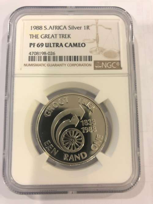 *** Finest Known Grade *** 1988 Proof Silver R1 - The Great Trek - NGC Graded PF69 Ultra Cameo.