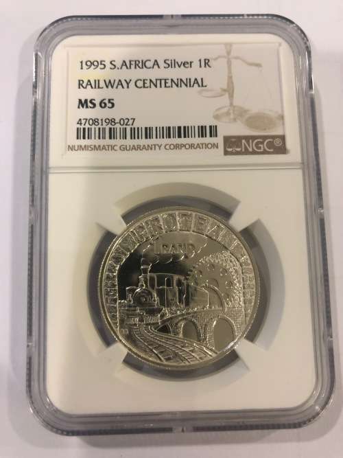 1995 Protea Railway Centennial UNC Silver R1 - NGC Graded MS65.