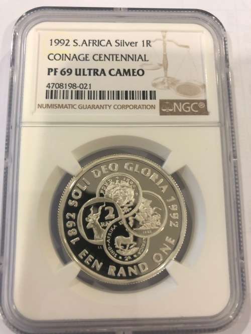1992 Protea Silver R1 - Coinage Centennial - NGC Graded PF69 Ultra Cameo.