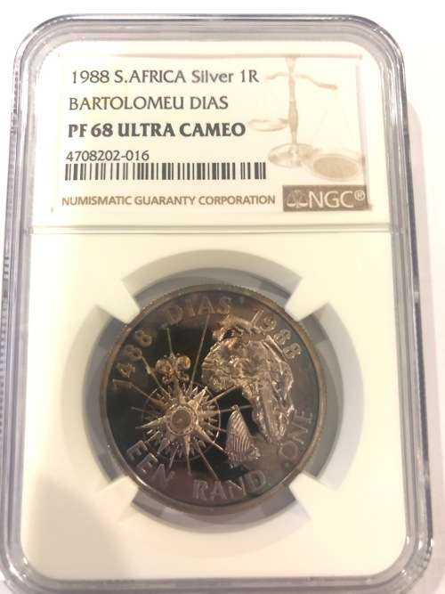 1988 Silver R1 - Bartolomeu Dias - NGC Graded PF68 Ultra Cameo