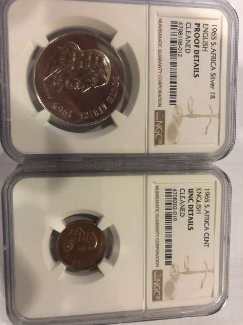 1965 English Proof Silver R1 & 1965 English UNC One Cent - One Bid For Both Coins !!!