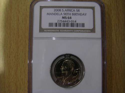 NGC GRADED MS 64 -NELSON MANDELA 90TH BIRTHDAY COIN .