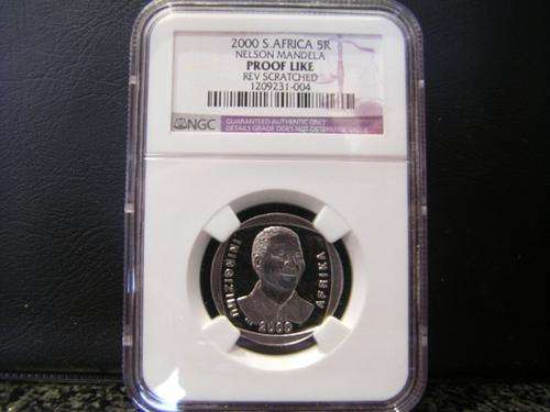 NELSON MANDELA 2000 R5 PROOF LIKE COIN - GRADED BY THE NGC
