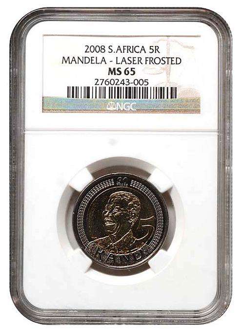 *** HIGHLY GRADED *** LASER FROSTED - MS65 MANDELA 90TH BIRTHDAY R5