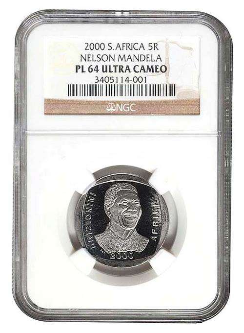 " Highly Graded " Nelson Mandela 2000 R5 - NGC PL64 Ultra Cameo. Crazy R1 Start.