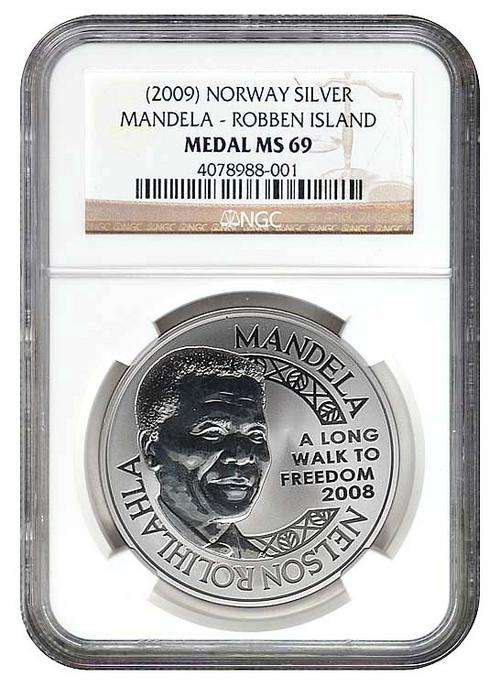 *** Beautiful *** NGC Graded MS69 Nelson Mandela Robben Island Medallion. R1 Start