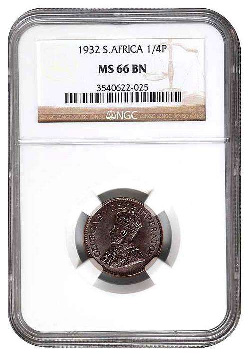 *** Finest Known *** 1932 Farthing (1/4P) - NGC MS66BN - One of Only 4 Coins - Crazy R1 Start.