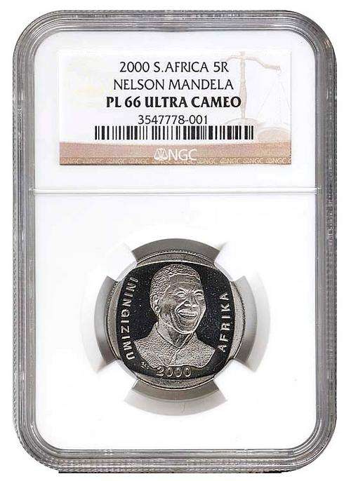" Superb " Nelson Mandela 2000 R5 - NGC Graded PL66 Ultra Cameo. Crazy R1 Start.