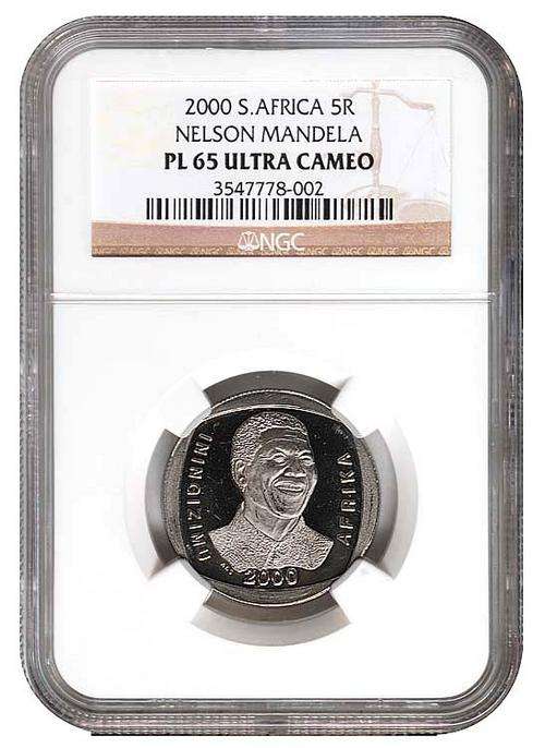 " Very High Grade " Nelson Mandela 2000 R5 - NGC PL65 Ultra Cameo. Crazy R1 Start.