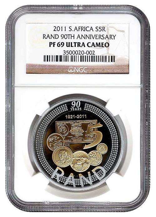 ** 1ST CROWN ON BOB * 2011 SARB Silver Proof Crown 90th Anniversary R5 - NGC Graded PF69 Ultra Cameo