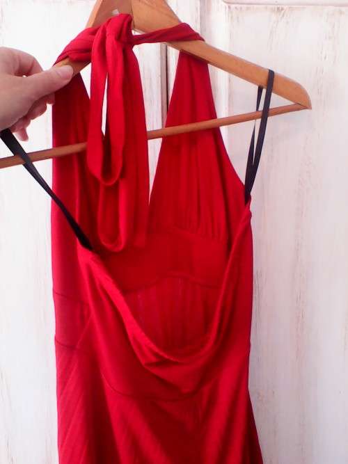 GORGEOUS RED HALTERNECK DRESS (SIZE 36 'TRUWORTHS')