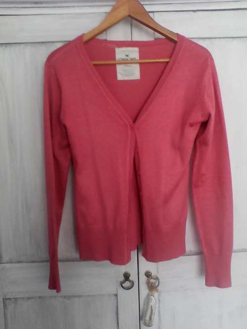 PRETTY CORAL COLOURED CARDIGAN (SIZE S/10/34 'CHEROKEE')